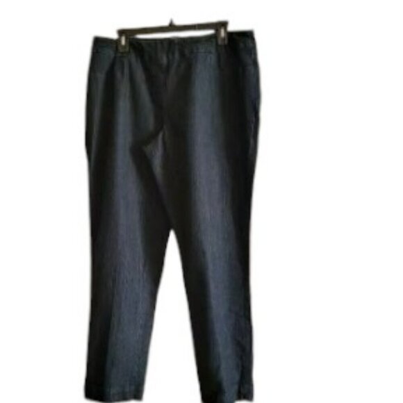 Slim Satin Multiples Dark Navy-Blue Denim Pull- On Jeans in Size 16 - Picture 1 of 3